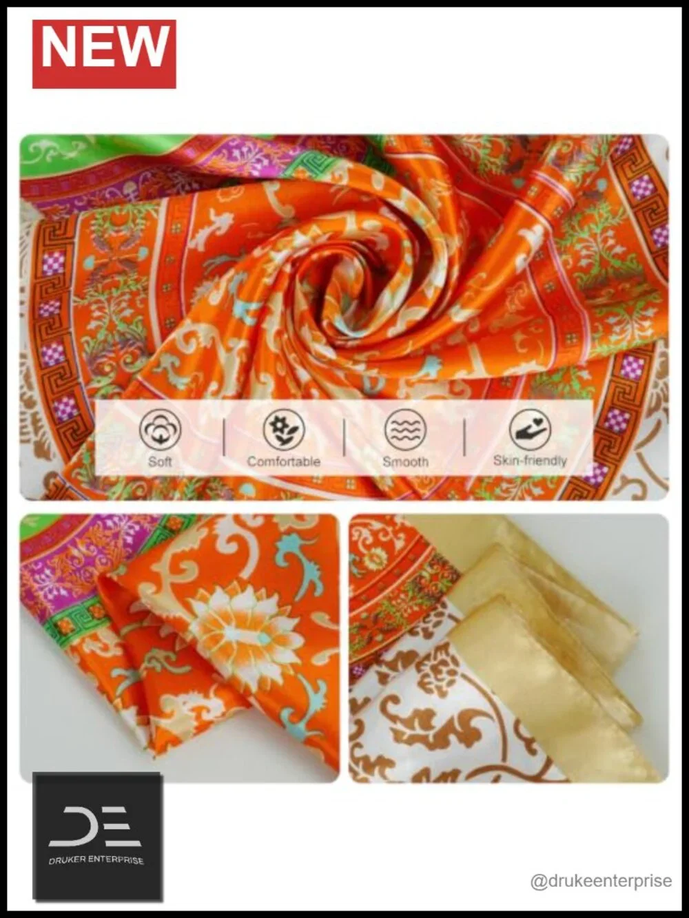 Satin Head Scarf for Women, 35